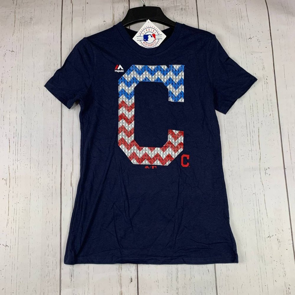 Cleveland Guardians MLB XL Majestic Casual T-Shirt Blue New Youth Girls